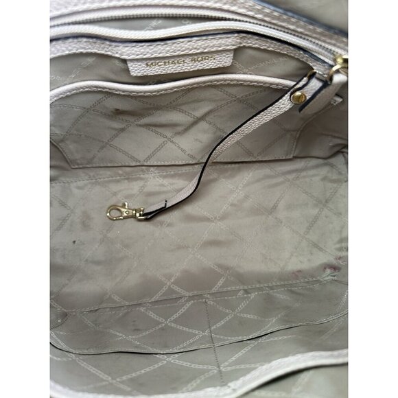 Michael Kors Mercer Medium Duffel Satchel Light Pink Stripe Leather Bag - Picture 5 of 11